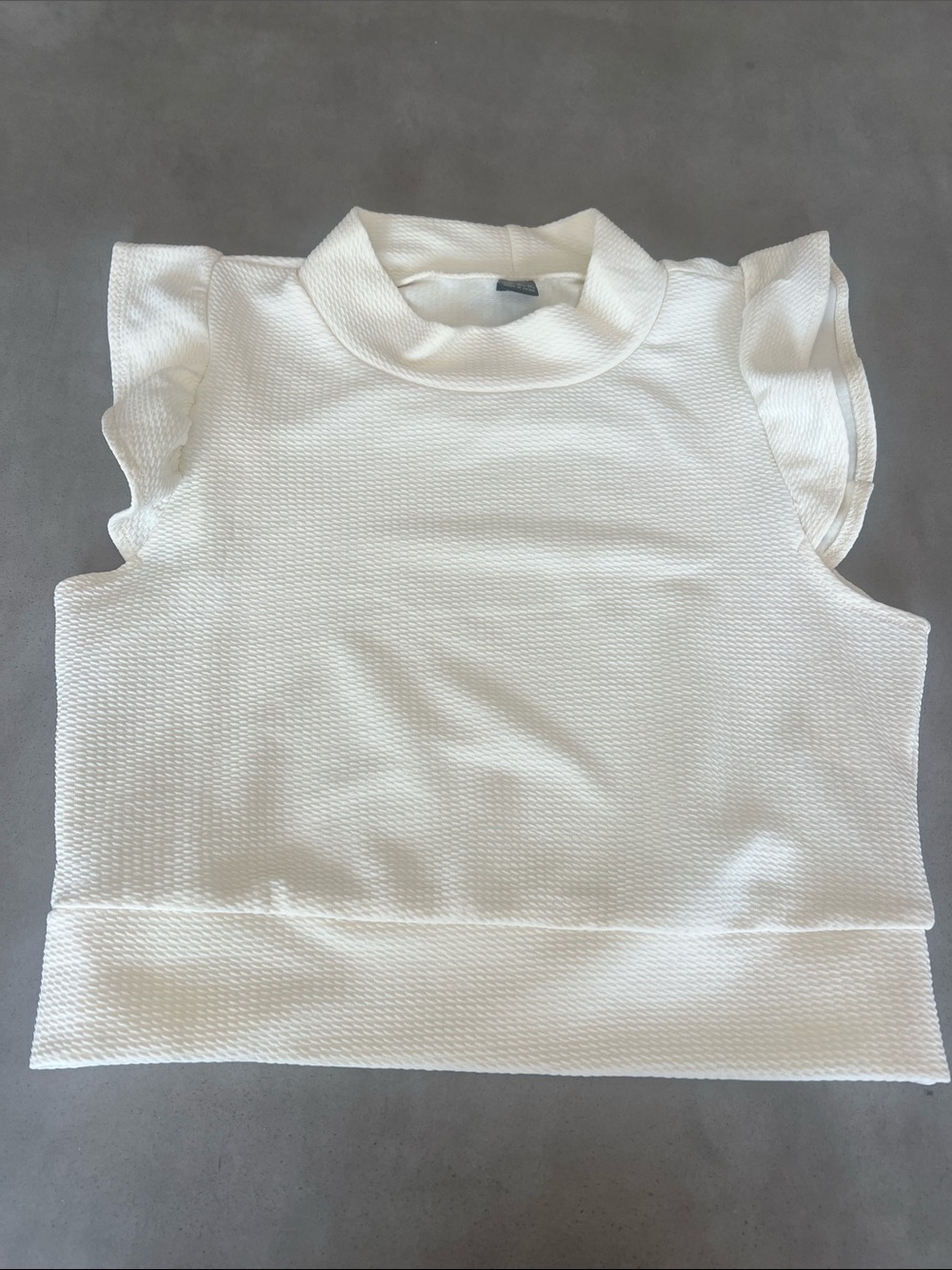 SHEIN White Textured Mock Neck Cap Sleeve Top